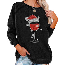 Load image into Gallery viewer, Christmas Wine Glass Print Sweatshirt