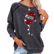 Load image into Gallery viewer, Christmas Wine Glass Print Sweatshirt