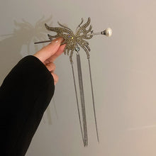 Load image into Gallery viewer, Butterfly Pearl Tassel Hairpin