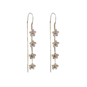 Flower Long Tassel Earrings